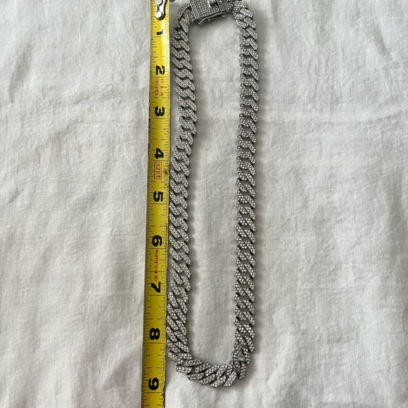 NWOT 14K White Gold Plate Stainless Steel Cuban Design Link Chain Men’s Necklace - Picture 7 of 10